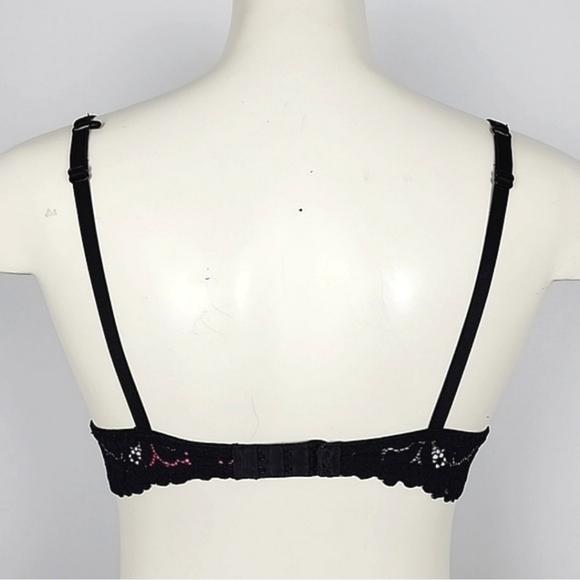 ⭐️2/ $40⭐️ La SENZA Obsession Black Lace Padded Underwire Push Up Bra 32C - Picture 4 of 14